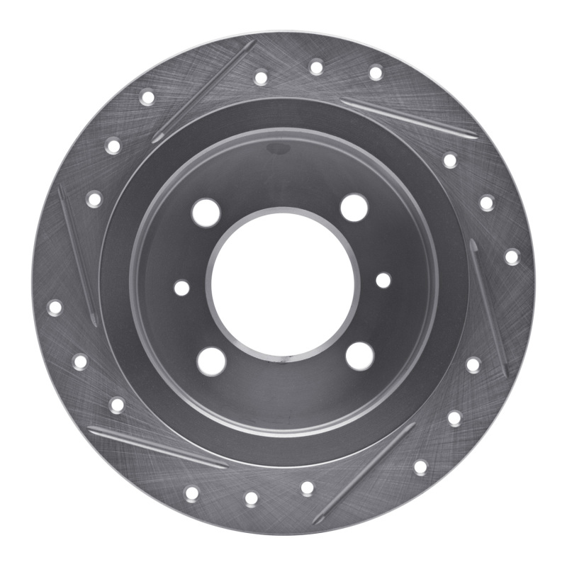 Nissan 200SX Brake Rotor (1) - Rear Right - R1 Concepts - Drilled & Slotted - Silver - `91-`06